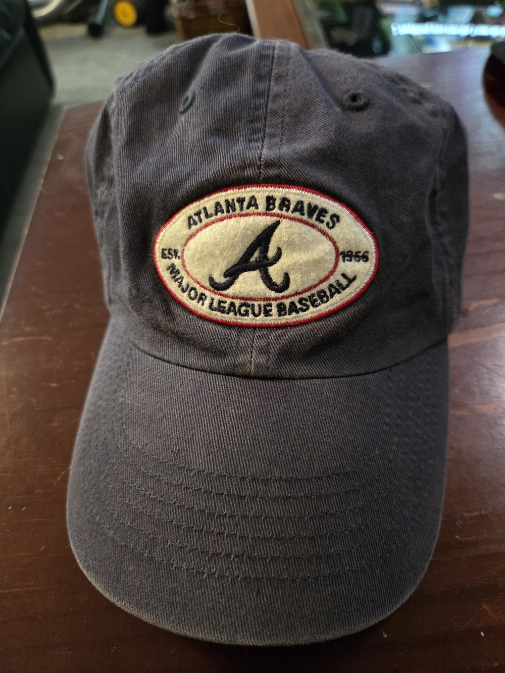 Vintage Atlanta Braves Navy 100% Cotton Baseball Cap By Twin Enterprise